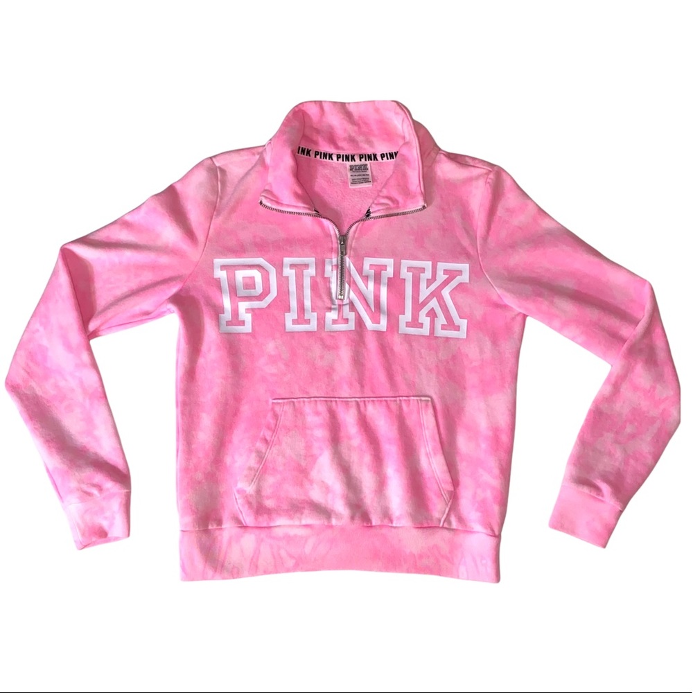 PINK Victoria’s Secret Quarter Zip Pullover Tie Dye Sweatshirt